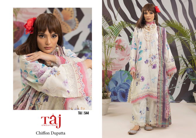 Taj 544 Pure Cotton Embroidery Salwar Kameez Wholesale Clothing Distributors In India